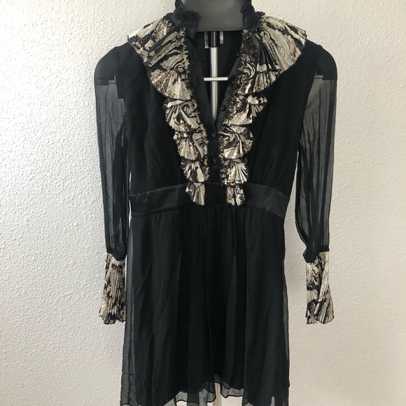 Alberto Makali Dresses & Skirts - Alberto Makali front ruffles crinkle sheer dress